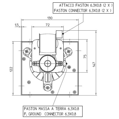 Tangencialni ventilator Fergas za peči na pelete Cadel in druge s Ø80 mm, Pretok 305 m³/h - Ventilatorji in puhala za peči na pelete
