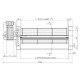 Tangencialni ventilator Fergas za peči na pelete Cadel in druge s Ø80 mm, Pretok 305 m³/h | Ventilatorji in puhala | Deli peči na pelete |