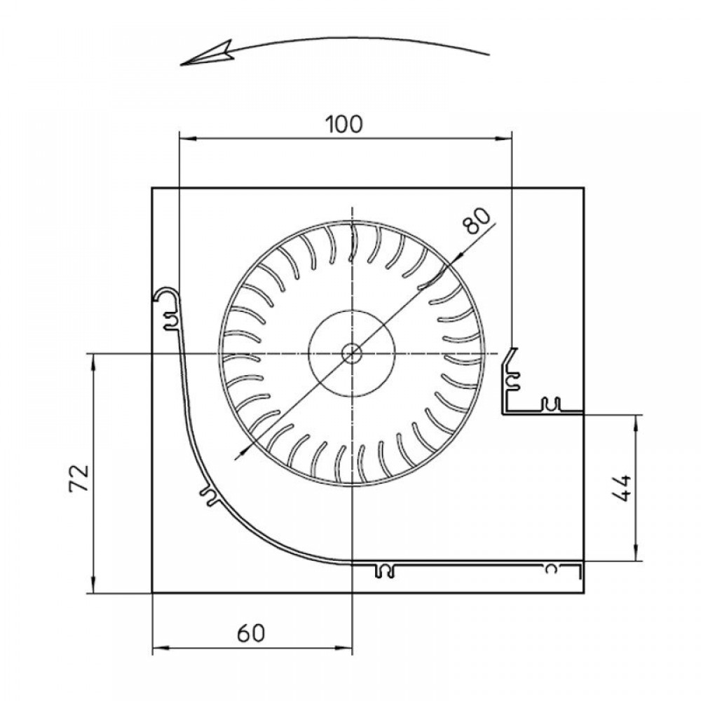 Tangencialni ventilator Fergas za peči na pelete Cadel in druge s Ø80 mm, Pretok 305 m³/h | Ventilatorji in puhala | Deli peči na pelete |