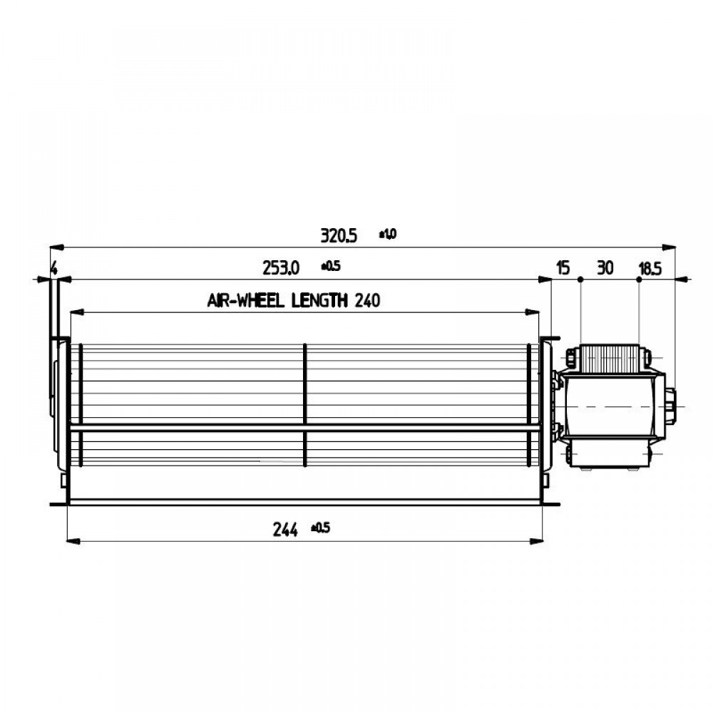 Tangencialni ventilator Fergas za pelete Ecoteck, Karmek One, Ravelli in druge s Ø60 mm, Pretok 220 m³/h | Ventilatorji in puhala | Deli peči na pelete |
