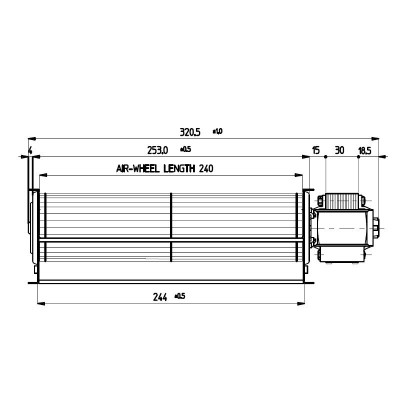 Tangencialni ventilator Fergas za pelete Ecoteck, Karmek One, Ravelli in druge s Ø60 mm, Pretok 220 m³/h - Ventilatorji in puhala za peči na pelete