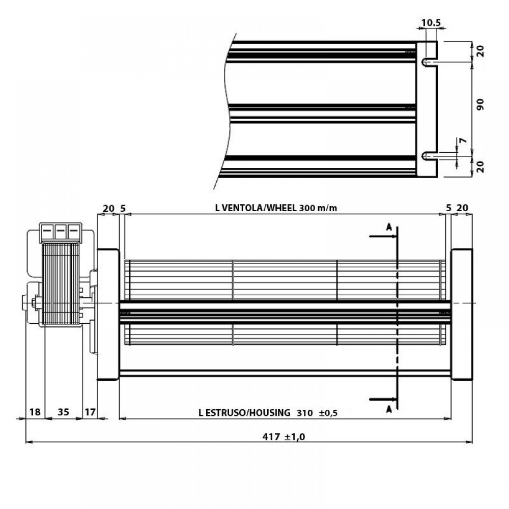 Tangencialni ventilator s Ø80 mm, pretok 250 m³/h | Ventilatorji in puhala | Deli peči na pelete |