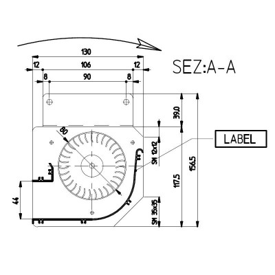 Tangencialni ventilator za peči na pelete Edilkamin in druge s Ø80 mm, Pretok 485 m³/h - Fergas
