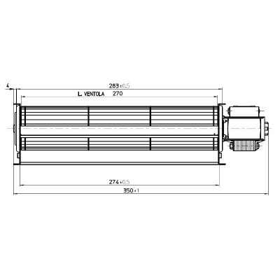 Tangencialni ventilator Fergas za pelete Superior in druge s Ø60 mm, Pretok 200 m³/h - Ventilatorji in puhala za peči na pelete