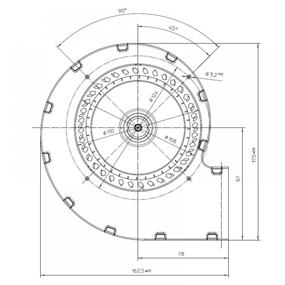 Centrifugalni ventilator EBM za peči na pelete Ecoteck, Edilkamin, Ravelli in druge, pretok 140 m³/h | Ventilatorji in puhala | Deli peči na pelete |