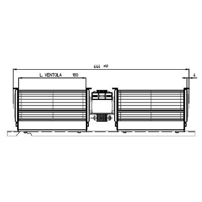 Dvojni prečni ventilator Fergas za peči na pelete Cadel, Ravelli, Edilkamin in drugi, s Ø60 mm, pretok 168 m³/h, 360 mm - Ventilatorji in puhala za peči na pelete