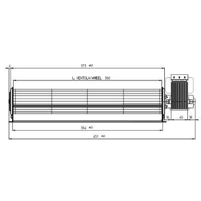 Tangencialni ventilator Fergas za peči na pelete Superior in druge, s Ø60 mm, Pretok 290 m³/h - Fergas