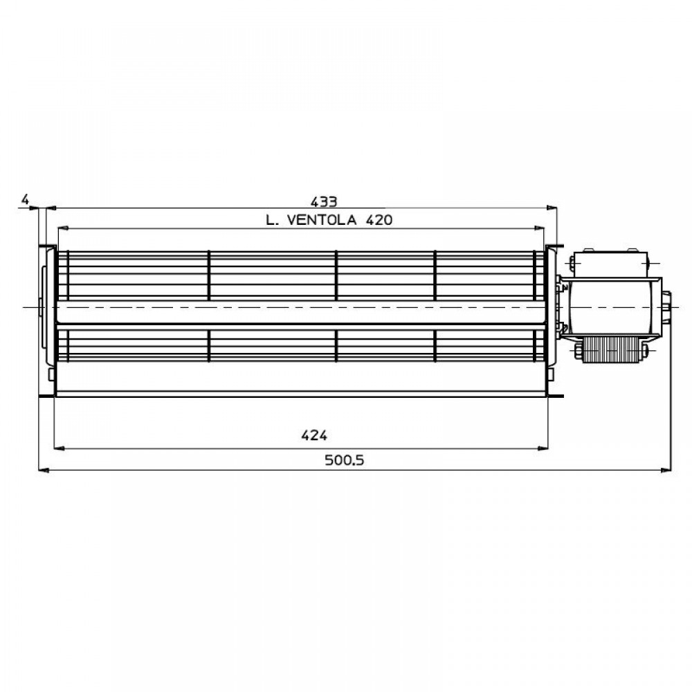Tangencialni ventilator Fergas za peči na pelete Deville s Ø60 mm, Pretok 280 m³/h | Ventilatorji in puhala | Deli peči na pelete |
