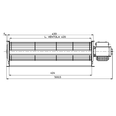 Tangencialni ventilator Fergas za peči na pelete Deville s Ø60 mm, Pretok 280 m³/h - Ventilatorji in puhala za peči na pelete