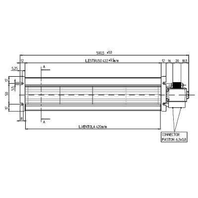 Tangencialni ventilator za peči na pelete Cadel, Deville, Edilkamin in drugi, s Ø60 mm, Pretok 190 m³/h - Fergas
