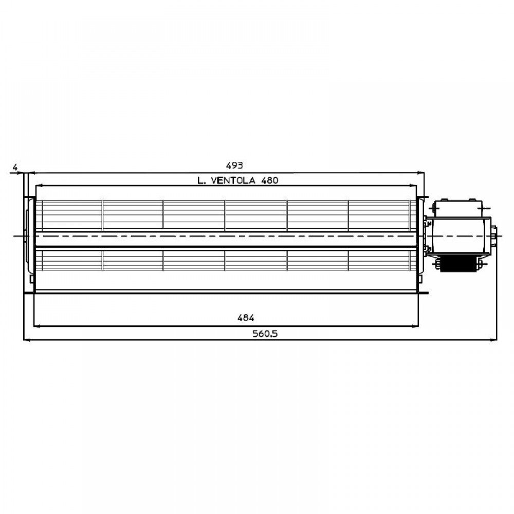 Tangencialni ventilator Fergas za peči na pelete s Ø60 mm, Pretok 250 m³/h | Ventilatorji in puhala | Deli peči na pelete |