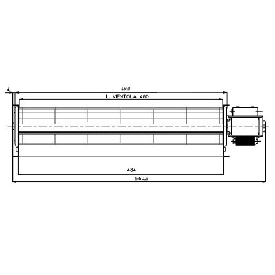 Tangencialni ventilator Fergas za peči na pelete Edilkamin, Cadel in drugi,s Ø60 mm, Pretok 250 m³/h - Ventilatorji in puhala za peči na pelete