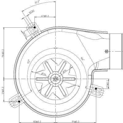 Dimnik EBM za peči na pelete Elite, Equation, Ferroli, Karmek One in druge, Maksimalni pretok zraka 165 m³/h - Ventilatorji in puhala za peči na pelete