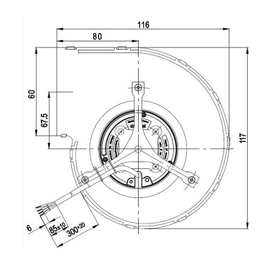 Centrifugalni ventilator EBM za peči na pelete Anselmo Cola, Cadel, Deville, Edilkamin, Evacalor, Ferroli, MCZ, Moretti Design, La Nordica, Palazzetti, Sicalor in druge, pretok 390 m³/h - Ventilatorji in puhala za peči na pelete