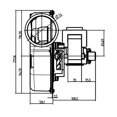 Odvod dima Fergas 162 m³/h za peči na pelete Ecoteck, Ferroli, Ravelli, Sideros idr. - Ventilatorji in puhala za peči na pelete
